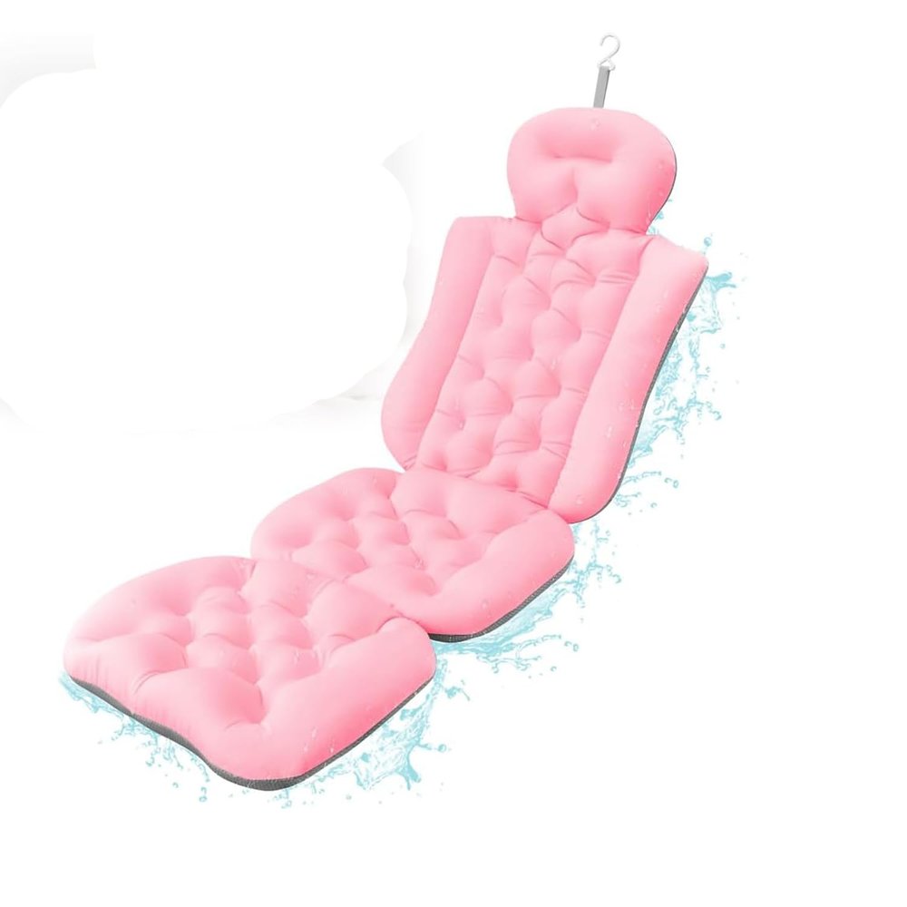 Full Body Bath Pillow, Upgraded Non-Slip Bath Cushion for Tub,SPA Bath tub Pillow mat for Headrest, Neck Shoulder Support, 3D Air Mesh Breathable Bath Pillow for Women & Men (Blue-Extended Full Body)