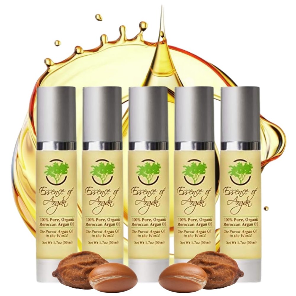 Essence Of Argan Moroccan Argan Oil for Hair, Skin & Nails - Natural Eco-Certified Cold Pressed Oil for Skin Moisturization - Non-Greasy Formula for Hair and Nail Growth - Buy 3 Get 2 Free