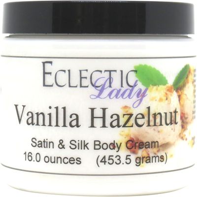 Eclectic Lady Vanilla Hazelnut Satin and Silk Cream, Body Cream, Body Lotion, 16 oz - Shea Butter, Aloe, Silk Amino Acids, Vitamin E, Phthalate-Free, Handcrafted in USA - Perfect For Women