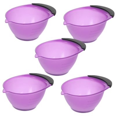 BIUDECO 5pcs Purple Hair Dye Bowl Set Pp Abs Material Mixing Bowls for Hair Salon