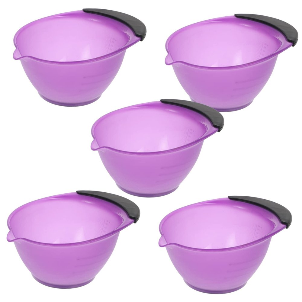 BIUDECO 5pcs Purple Hair Dye Bowl Set Pp Abs Material Mixing Bowls for Hair Salon