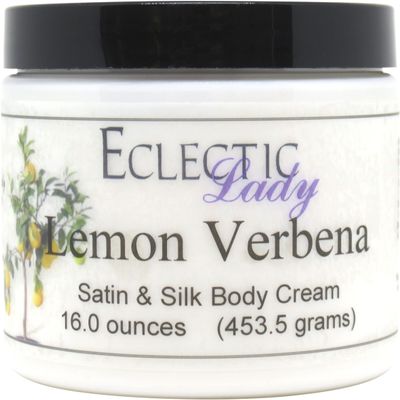 Eclectic Lady Lemon Verbena Satin and Silk Cream, Body Cream, Body Lotion, 16 oz - Shea Butter, Aloe, Silk Amino Acids, Vitamin E, Phthalate-Free, Handcrafted in USA - Perfect For Women