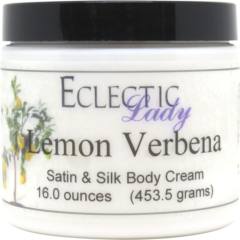 Eclectic Lady Lemon Verbena Satin and Silk Cream, Body Cream, Body Lotion, 16 oz - Shea Butter, Aloe, Silk Amino Acids, Vitamin E, Phthalate-Free, Handcrafted in USA - Perfect For Women