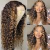 180% Density Ombre blonde 1B/4/27 Color Curly 360 HD Invisible Lace Human Hair Wigs for Black Women Deep Wave Wigs with Highlight 360 HD Lace Frontal Wigs Human Hair Pre Plucked Bleached Knots 20" view 1