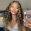 180% Density Ombre blonde 1B/4/27 Color Curly 360 HD Invisible Lace Human Hair Wigs for Black Women Deep Wave Wigs with Highlight 360 HD Lace Frontal Wigs Human Hair Pre Plucked Bleached Knots 24" view 4