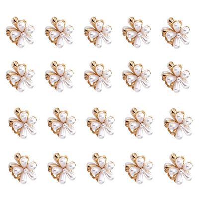 20 Pcs Small Pearl Hair Claw Clips for Women Girl, Mini Pearl Flower Claw Clips Design, Sweet Daisy Artificial Bangs Clips Decorative Hair Accessories
