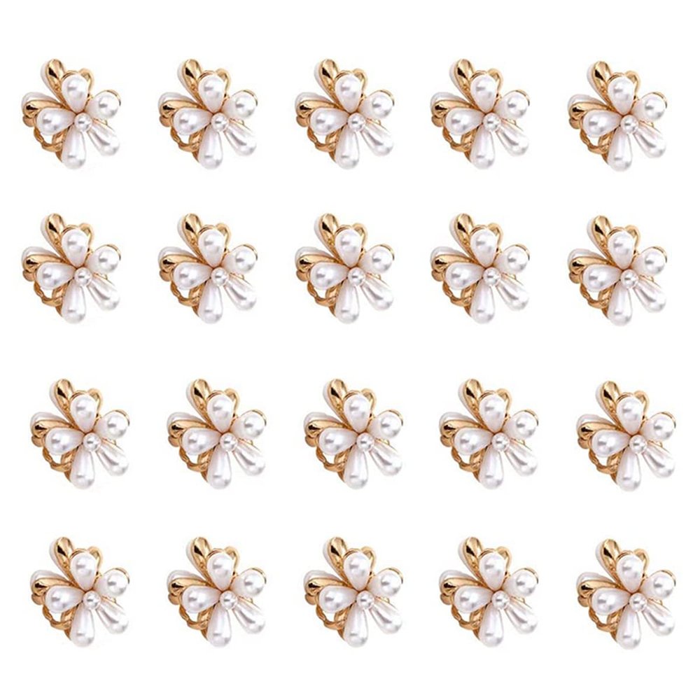 20 Pcs Small Pearl Hair Claw Clips for Women Girl, Mini Pearl Flower Claw Clips Design, Sweet Daisy Artificial Bangs Clips Decorative Hair Accessories