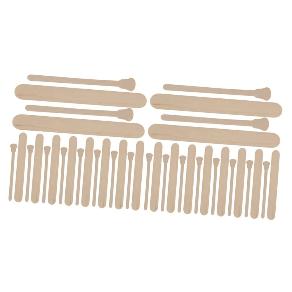 Cabilock 2sets Smooth Wooden Wax Applicator Sticks Hair Removal Wax Wand Salon Supplies 100pcs*2