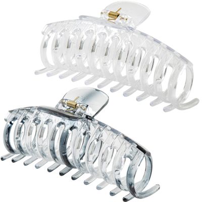 Accglory 5.5 Inches Extra Large Hair Clips for Long Thick Hair Womens Jumbo Hair Claw Clips 2 Counts in Set Hair Accessories(clear and grey)