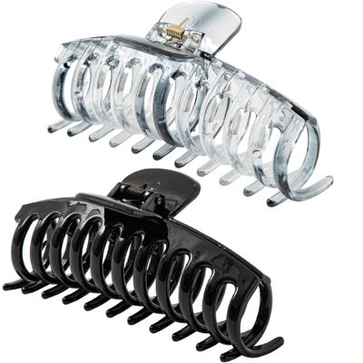 Accglory 5.5 Inches Extra Large Hair Clips for Long Thick Hair Womens Jumbo Hair Claw Clips 2 Counts in Set Hair Accessories (grey and black)