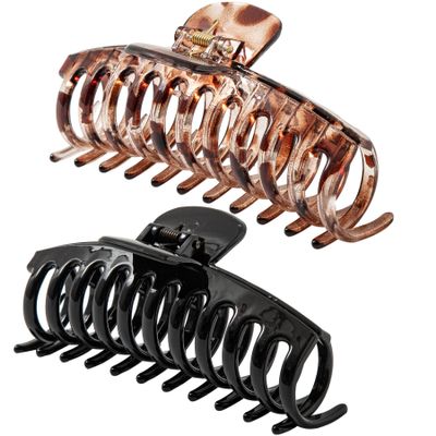 Accglory 5.5 Inches Extra Large Hair Clips for Long Thick Hair Womens Jumbo Hair Claw Clips 2 Counts in Set Hair Accessories (jaguar and black)