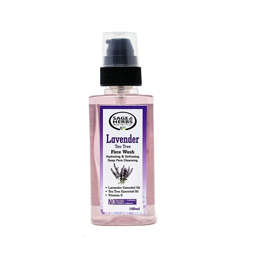 Sage & Herbs Natural Anti Acne Face Wash with Lavender & Tea Tree | Reduces Acne, Pimples & Open Pores | Lavender Face Wash | Tea Tree Face Wash (200 ML)