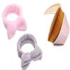 2 Pack Spa Headband, Facial Makeup Bow Head band for Women Girls Washing Face Skincare Shower Fluffy Towel Headbands, Soft Microfiber Coral Fleece Face Mask Hair Band (Pink & Gray) Plus Makeup Brush Flat Top Hexagon Face Blush Liquid Powder Foundatio view 1