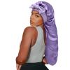 Satin Silk Bonnet Hair Cap: Long Bonnets with Elastic Tie Band Adjustable Straps Jumbo Size Sleep for Sleeping Comfortable - Stretchy Tie Band Bonnets for Women Long Braid Curly Hair No Slip-Off Tulip view 2