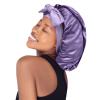 Satin Silk Bonnet Hair Cap: Long Bonnets with Elastic Tie Band Adjustable Straps Jumbo Size Sleep for Sleeping Comfortable - Stretchy Tie Band Bonnets for Women Long Braid Curly Hair No Slip-Off Tulip view 3
