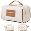 Retro Contrast Color Makeup Bag Portable Large Capacity Advanced Storage Bag New PU Waterproof Wash Bag (Brown) view 1