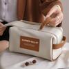 Retro Contrast Color Makeup Bag Portable Large Capacity Advanced Storage Bag New PU Waterproof Wash Bag (Brown) view 2