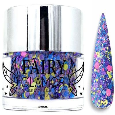 FAIRY GLAMOR Purple Glitter Dip & Acrylic Nail Powder - 8-Bit Arcade - 1 oz