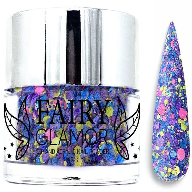 FAIRY GLAMOR Purple Glitter Dip & Acrylic Nail Powder - 8-Bit Arcade - 1 oz