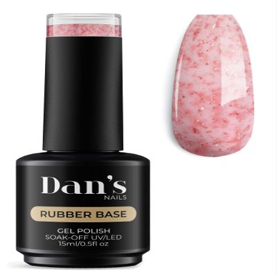 Dan's Nails 15ml Ballet Pink Gold Flakes Rubber Base Gel Coat Color | Soak off UV/LED Lamp for Professional Russian Manicure