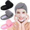 Whaline Spa Facial Headbands 3 Pieces Make Up Wrap Head Terry Cloth Headband Soft Adjustable Towel Band for Face Washing Shower Facial Cover Yoga(Black, Pink, Gray) view 1