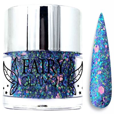 FAIRY GLAMOR Blue Pink Glitter Dip & Acrylic Nail Powder - Sea Turtle - 1 oz