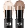 FOCALLURE 2 Pcs Mineral Cream Contour Stick,Moisturize Highlighter and Bronzer Pen,Non Stick Face Brightens & Shades Pencil,Long Lasting & Smooth Gliding Face Illuminator Makeup,Light view 1