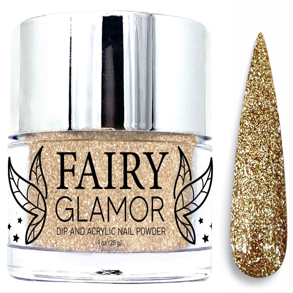 FAIRY GLAMOR Gold Glitter Dip & Acrylic Nail Powder - Desert Sands - 1 oz