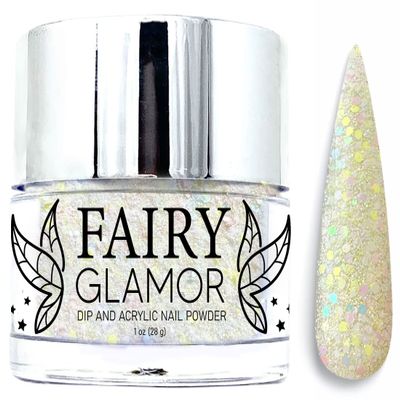 FAIRY GLAMOR Yellow Glitter Dip & Acrylic Nail Powder - Cafe Cute - 1 oz