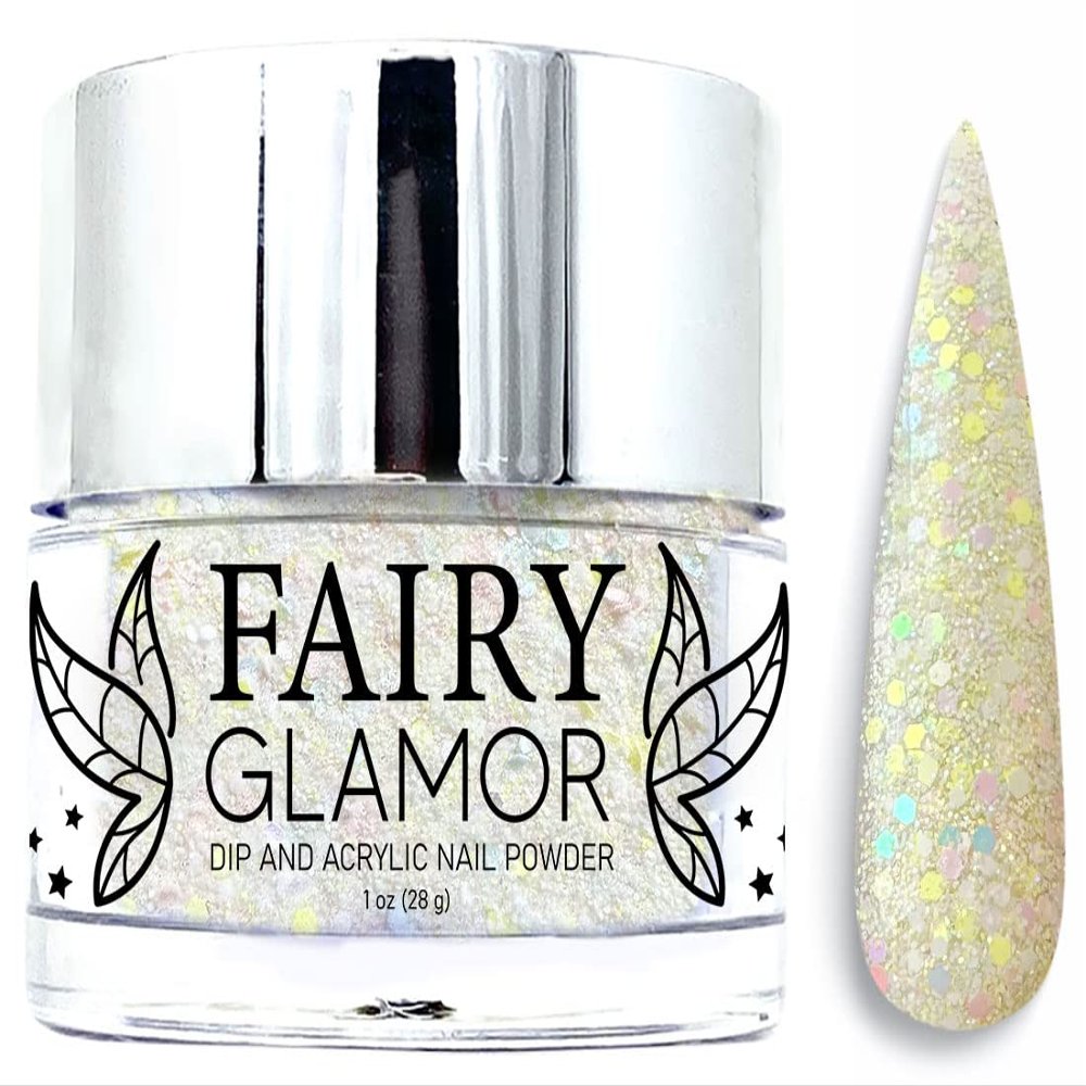FAIRY GLAMOR Yellow Glitter Dip & Acrylic Nail Powder - Cafe Cute - 1 oz