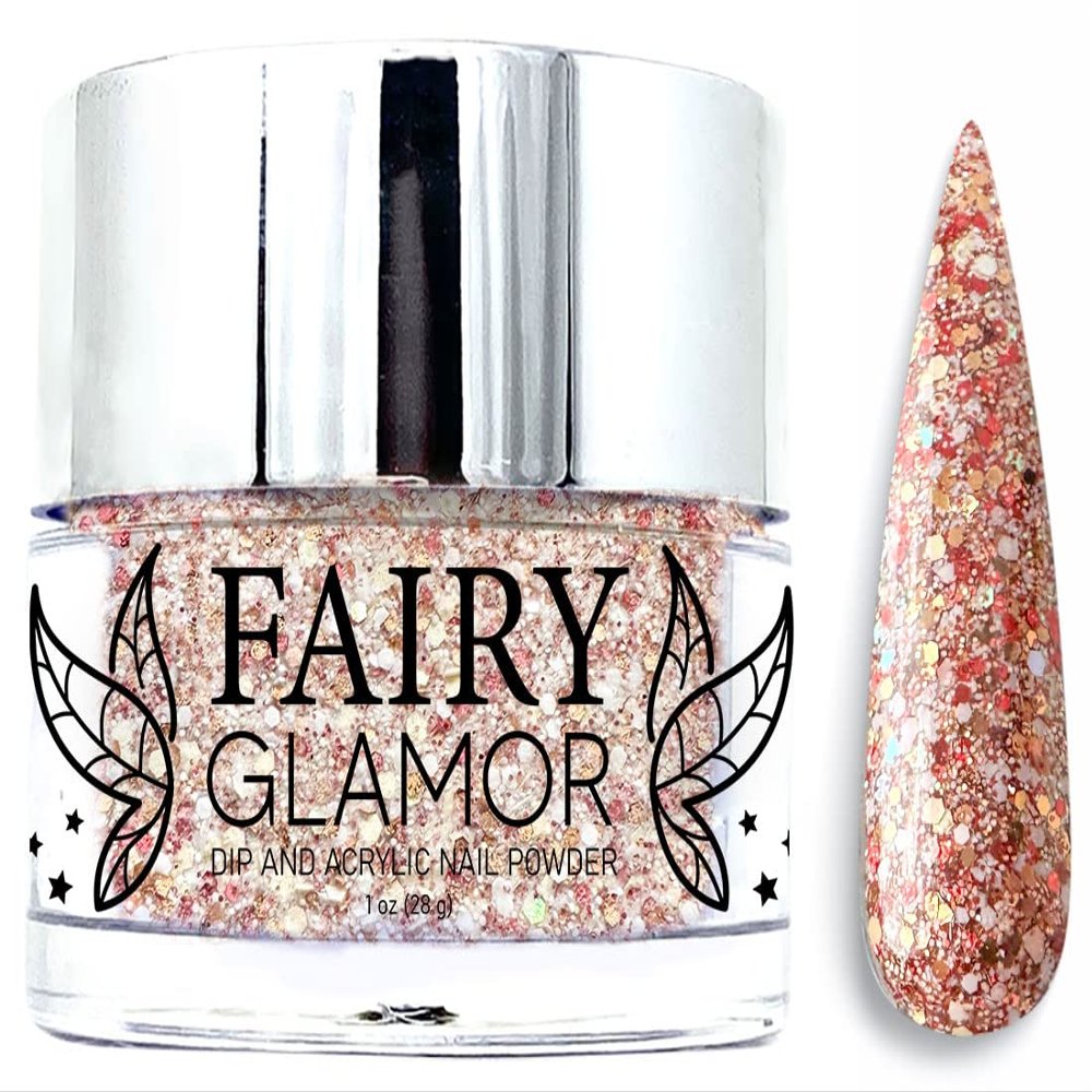 FAIRY GLAMOR Orange Glitter Dip & Acrylic Nail Powder - Bes-Teas - 1 oz
