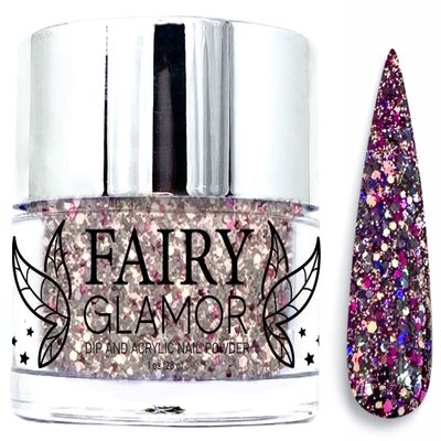 FAIRY GLAMOR Black Glitter Dip & Acrylic Nail Powder - Arabian Nights - 1 oz