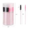100 Pcs Disposable Mascara Wands, Crystal Eyebrow Spoolies Brush for Eyelash Extensions, Lash Brushes with Container, Pink Stick Black Head,Pink view 2
