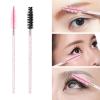 100 Pcs Disposable Mascara Wands, Crystal Eyebrow Spoolies Brush for Eyelash Extensions, Lash Brushes with Container, Pink Stick Black Head,Pink view 3