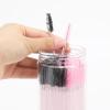 100 Pcs Disposable Mascara Wands, Crystal Eyebrow Spoolies Brush for Eyelash Extensions, Lash Brushes with Container, Pink Stick Black Head,Pink view 4