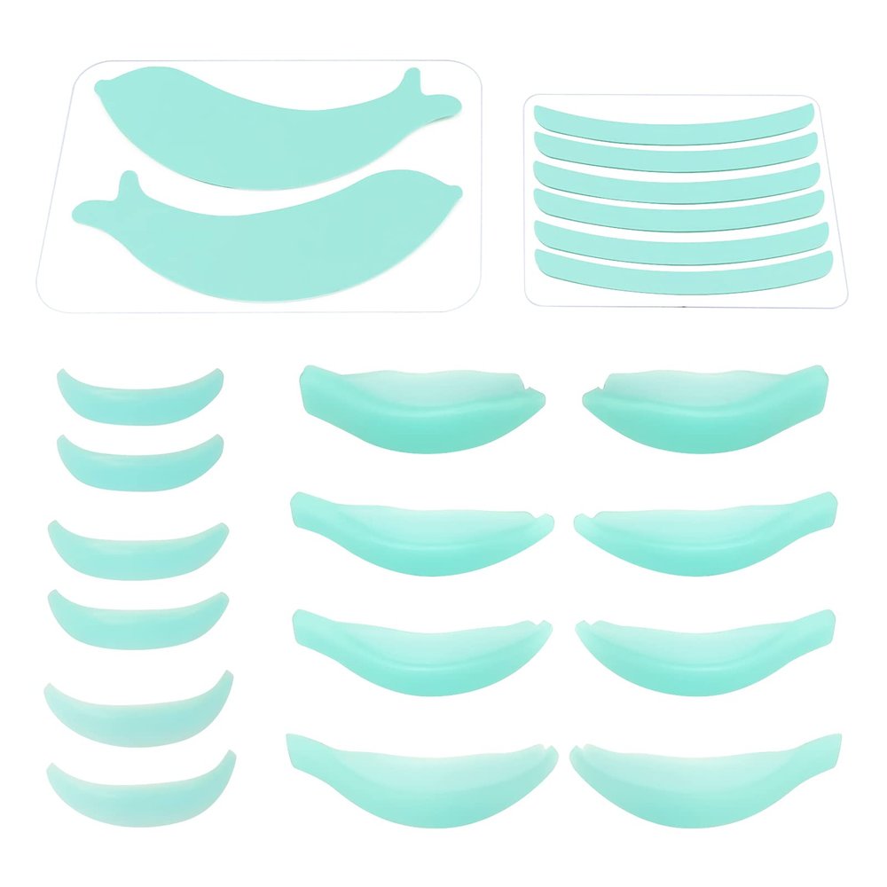 22 Piece Silicone Lash Lift Pads, PERMANIA Eyelash Perm Curler Makeup Tools for Eyelash Lifting, Reusable Dolphin Eye Patch & Lash Ribbon Salon Grade (Green)