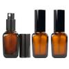 3PCS Amber Square Glass Lotion Bottle Refillable Pump Bottles Travel Containers for Soap Shampoo Conditioner (100ML) view 1