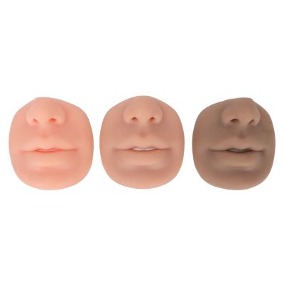 3 Colors Fake Nose Mouth Model for Display, 3D Silicone Flexible Human Nose Mouth Model for Acupuncture Pierce Practice, Realistic Reusable Piercing Face Model for Beginners
