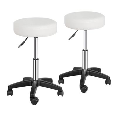SUPER DEAL Adjustable Height Hydraulic Rolling Swivel Stool Tattoo Facial Massage Spa Salon Medical Stool,Set of 2,White
