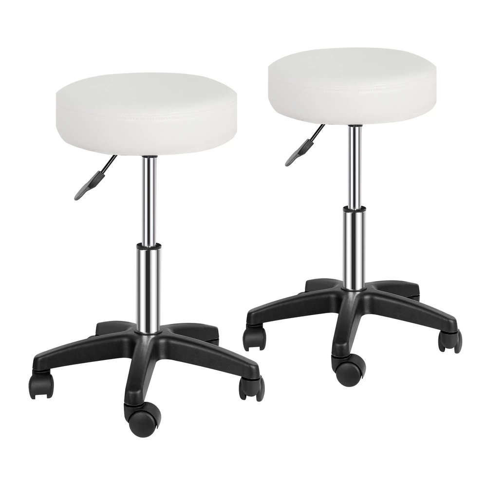 SUPER DEAL Adjustable Height Hydraulic Rolling Swivel Stool Tattoo Facial Massage Spa Salon Medical Stool,Set of 2,White