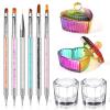 Nail Art Brushes, 6 Acrylic Nail Brushes Dappen Dish Set - Dappen Dish for Acrylic Nails, Monomer Dish Nail Glass Cup Nail Art Manicure Tools (10 Piece Set) view 1