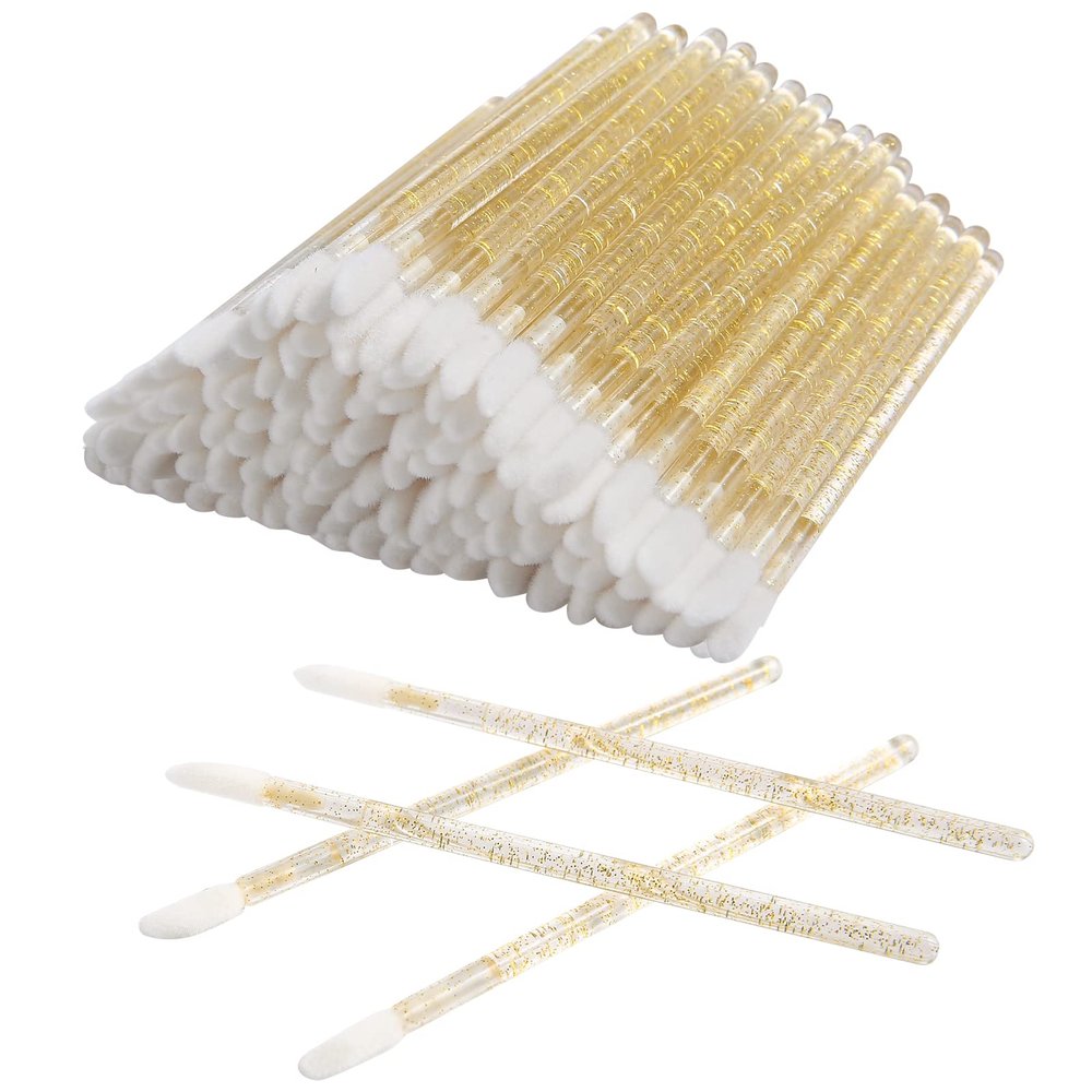 500 Pcs Disposable CrystaLip Brush Lip Gloss Applicators Lipstick Gloss Wands for lip care & Makeup Tool Kits (Yellow)