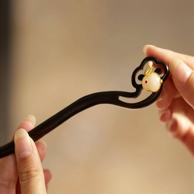Chinese style hairpin ancient style wooden hair clasp simple black chopsticks head hair accessories
