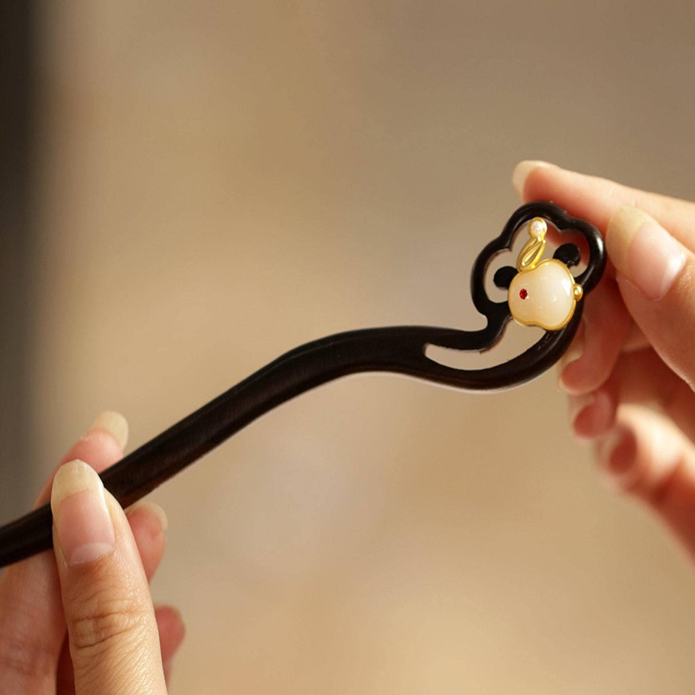 Chinese style hairpin ancient style wooden hair clasp simple black chopsticks head hair accessories