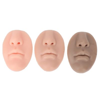 3pcs 3D Silicone Nose Mouth Model with 3 Colors, Reusable Body Part Model for Nose Plastic Surgery Practice, Soft Piercing Practice Tool for Beginners, Fake Nose for Jewelry Display