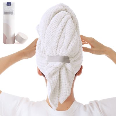 BYCOO Large Microfiber Hair Towel Wrap for Women, Anti Frizz Drying Towel, Fast Dry Turban Wet Hair, Long, Thick, Curly Super Absorbent Soft Towels - White