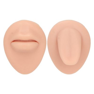 Soft Silicone Mouth Tongue Model for Beauty Salon, Simulated Human Mouth Lip Tongue Model Set for Stud Display, Reusable Easy Cleaning Piercing Practice Tools for Beginners(Type A)