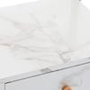 BarberPub Salon Trolley Cart with Wheels Rolling Cart Barber Station with Drawers Marbled Board for Beauty Salon Makeup Storage with 2 Hair Dryer Holders 2042 (White) view 2