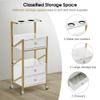 BarberPub Salon Trolley Cart with Wheels Rolling Cart Barber Station with Drawers Marbled Board for Beauty Salon Makeup Storage with 2 Hair Dryer Holders 2042 (White) view 3