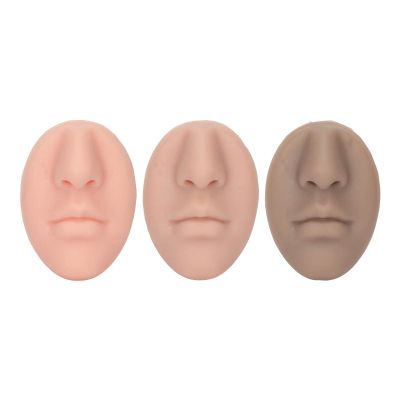 3pcs Silicone Nose Mouth Model, Professional Soft Flexible Piercing Model for Beauty Salon, Reusable Simulation Silicone Face Model for Acupuncture Teaching, Durable Silicone Prosthetic Nose